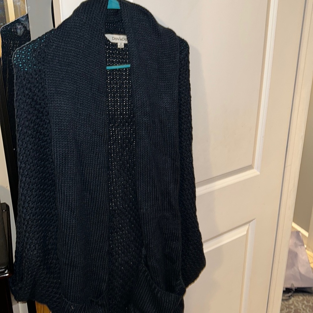Navy cardigan runs big